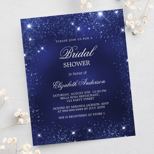 Bridal Shower navy blue budget invitation Flyer