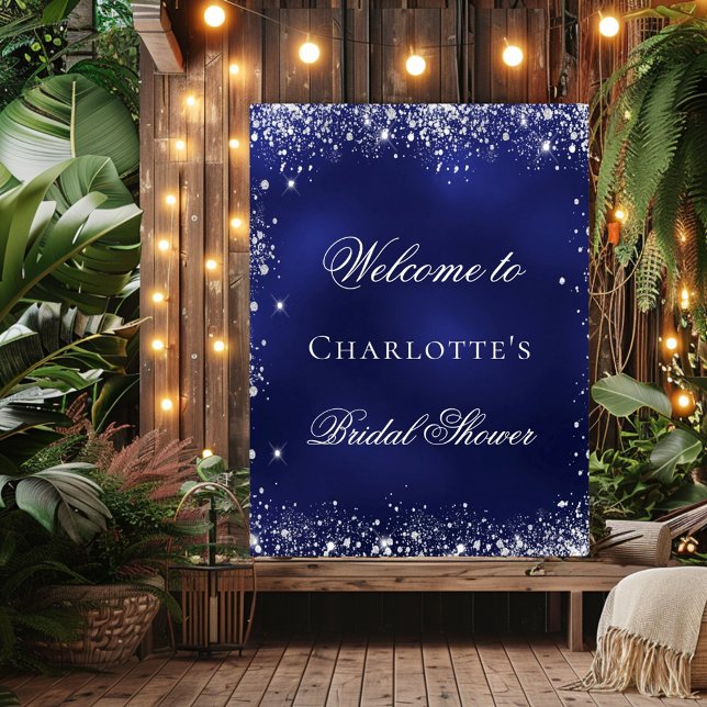 Bridal Shower navy blue silver glitter welcome Poster (Creator Uploaded)