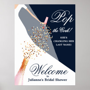 Bridal Shower Navy Blue Welcome Poster