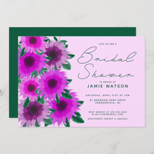 Bridal Shower  Neon Pink Flowers Invitation