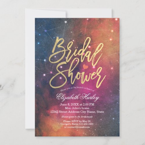 Bridal Shower Night Star Sky Galaxy Constellations Invitation