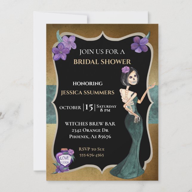 Bridal Shower October Halloween Skeleton Invitation (Front)