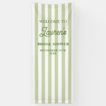 Bridal Shower Olive Green Striped Welcome