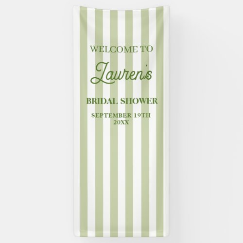 Bridal Shower Olive Green Striped Welcome Banner