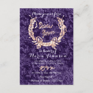 Bridal Shower Olive Wreath Pink Rose Violet Velvet Invitation