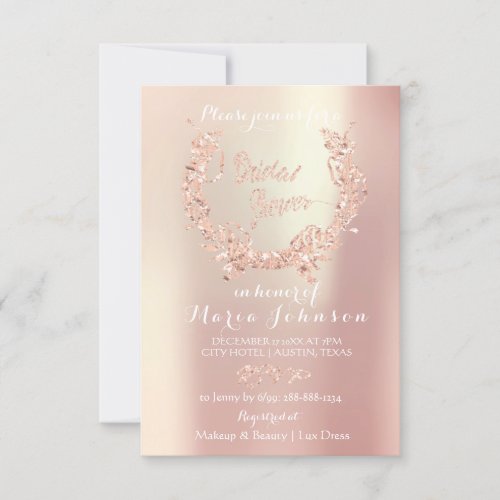 Bridal Shower Olives Wreath Pink Rose Gold Invitation