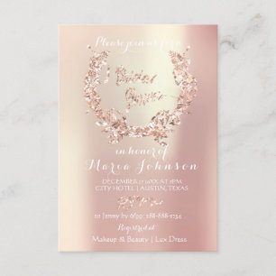 Bridal Shower Olives Wreath Pink Rose Gold Pearly Invitation