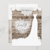 Bridal Shower on Barn Wood with Lace & White Dove Invitation Postcard (Front/Back)