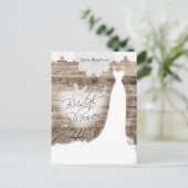 Bridal Shower on Barn Wood with Lace & White Dove Invitation Postcard (Standing Front)