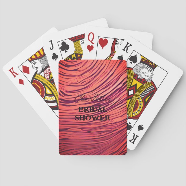 Bridal Shower Opulent Satin Red Poker Cards (Back)