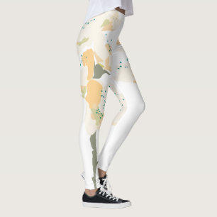 bridal shower, orange botanical floral flower leggings