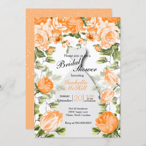 Bridal Shower _ Orange Botanical Flowers Invitation