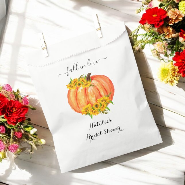 Bridal Shower Orange White Fall Pumpkin Favor Bag (Creator Uploaded)