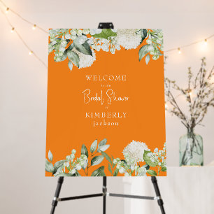 Bridal Shower Orange White Hydrangea Welcome Foam Board