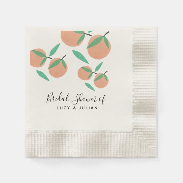 Bridal Shower Oranges Hand Drawn Botanical Napkins (Front)