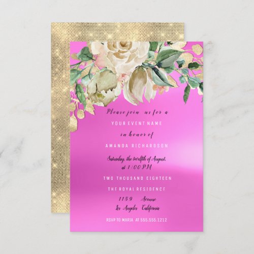 Bridal Shower Orchid Pink Paint Flower Watercolor Invitation