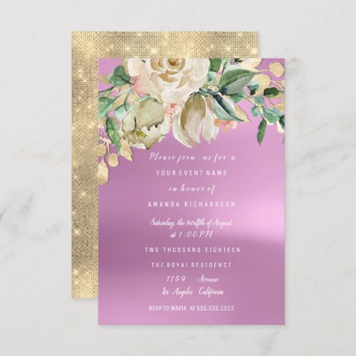 Bridal Shower Orchid Purpl Paint Flower Watercolor Invitation