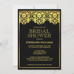 Bridal Shower   Ornate Gold Art Deco Damasks Invitation