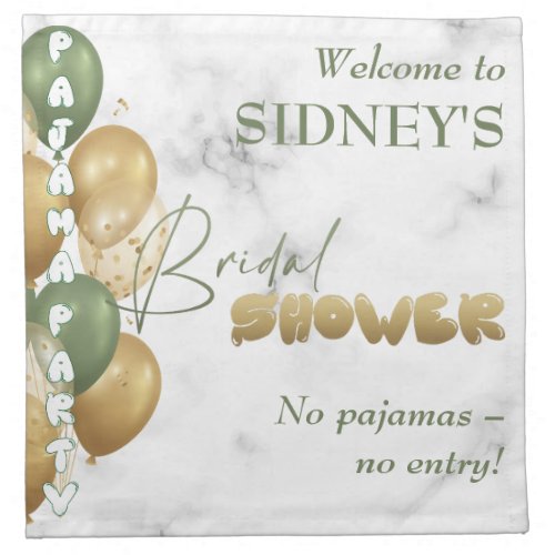 Bridal Shower Pajama party Cloth Napkin