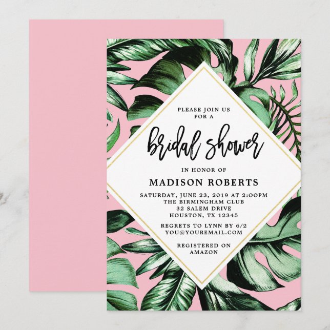 Bridal Shower Palm Leaves Invitation (Front/Back)