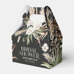 Bridal shower pampas black modern boho party favor boxes