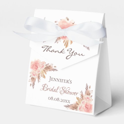 Bridal Shower pampas grass blush floral thank you Favor Boxes