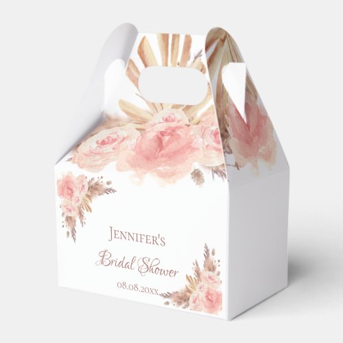 Bridal shower pampas grass blush floral thank you favor boxes