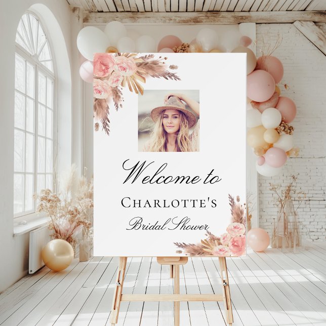 Bridal Shower pampas grass blush rose gold photo Foam Board (Creator Uploaded)