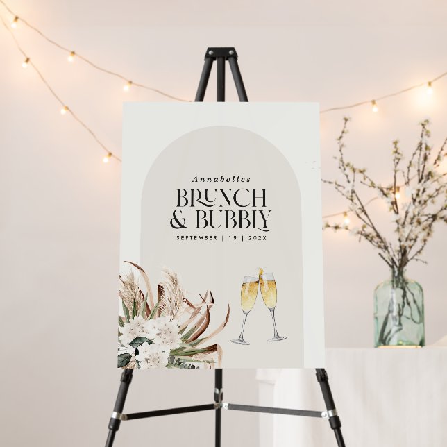 Bridal shower pampas grass champagne brunch bubbly foam board (In Situ (Stand))