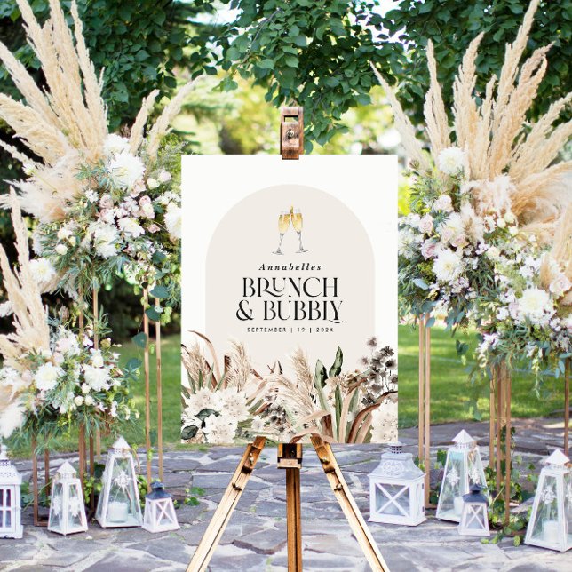 Bridal shower pampas grass champagne brunch bubbly foam board (Creator Uploaded)