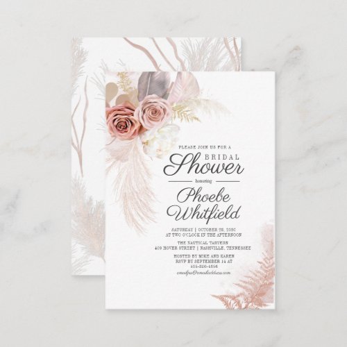 Bridal Shower Pampas Grass Floral Budget Card