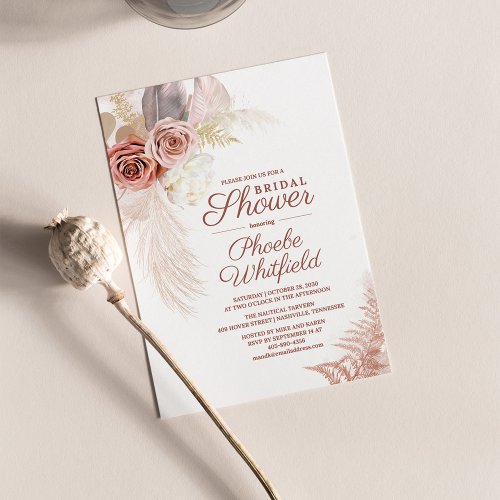 Bridal Shower Pampas Grass Floral Invitation