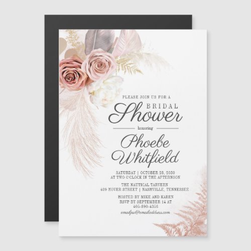 Bridal Shower Pampas Grass Floral Magnetic Invitation