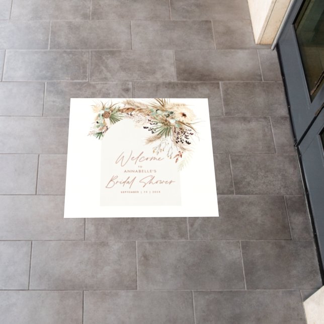 Bridal shower pampas grass modern boho elegant  floor decals (Restaurant)