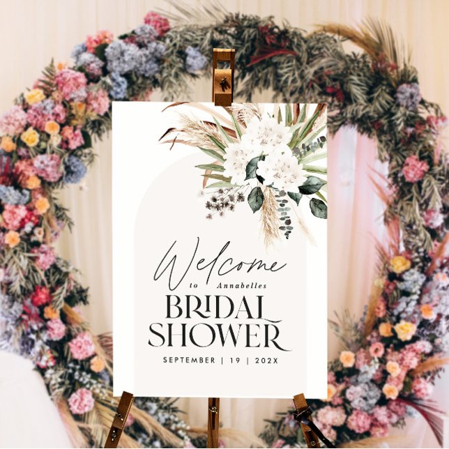 Bridal shower pampas grass modern boho elegant foa poster (Creator Uploaded)