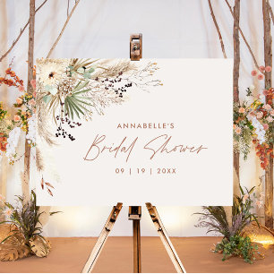 Bridal shower pampas grass modern boho elegant foam board