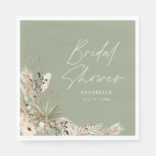 Bridal shower pampas grass modern boho elegant nap napkins
