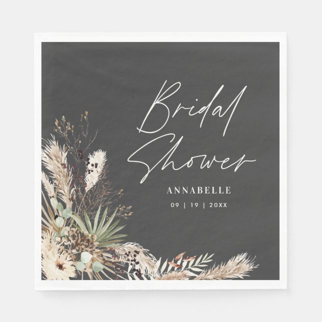 Bridal shower pampas grass modern boho elegant nap napkins (Front)