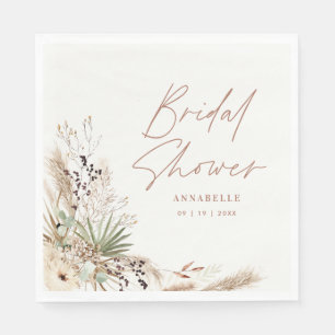 Bridal shower pampas grass modern boho elegant napkins
