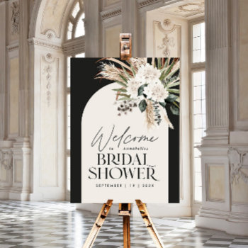 Bridal Shower Pampas Grass Modern Boho Elegant Poster by paper_petal at Zazzle