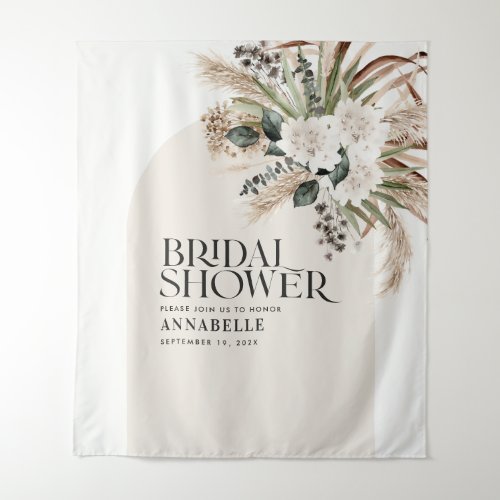 Bridal shower pampas grass modern elegant natural tapestry