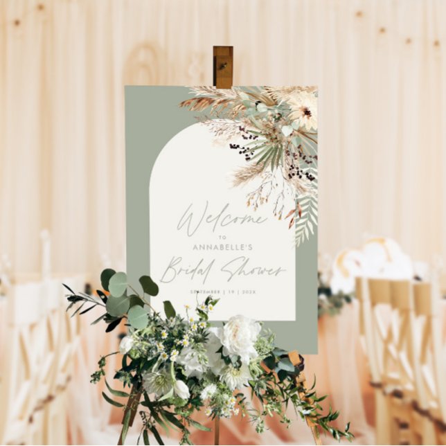 Bridal shower pampas grass modern green elegant foam board (Creator Uploaded)