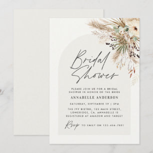 Bridal shower pampas grass modern natural elegant invitation