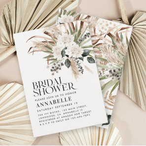 Bridal shower pampas grass modern terracotta  invitation