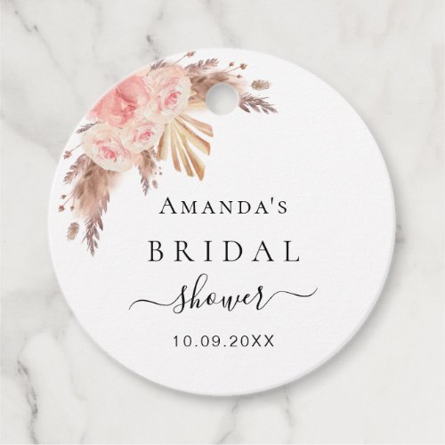 Bridal Shower pampas grass rose blush thank you Favor Tags