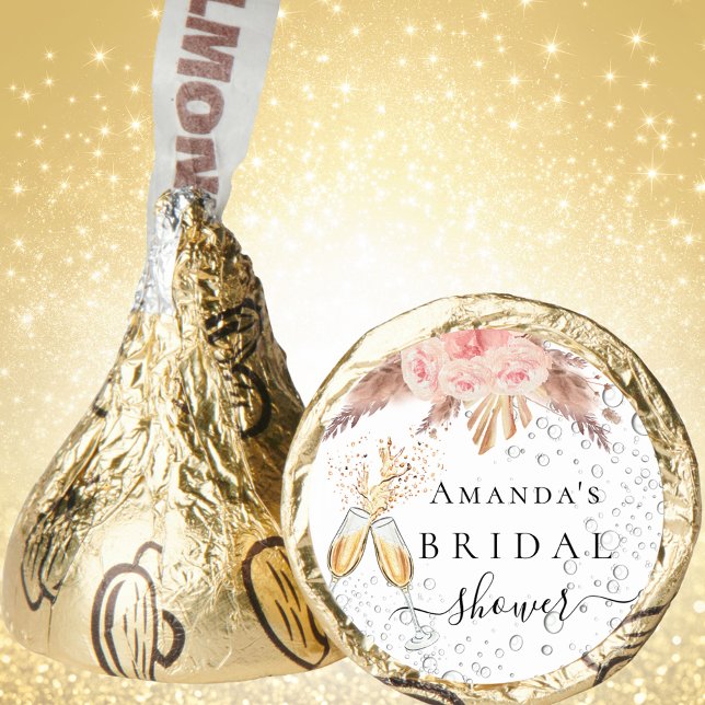 Bridal Shower pampas grass rose gold bubbly Hershey®'s Kisses® (Creator Uploaded)