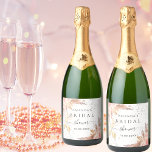 Bridal Shower pampas grass rose gold bubbly Sparkling Wine Label<br><div class="desc">For an elegant and modern bridal shower/bubbly brunch. A white background. Decorated with rose gold,  pink florals,  pampas grass. Personalize and add a name and date.</div>