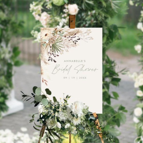 Bridal shower pampas grass sage green elegant foam board