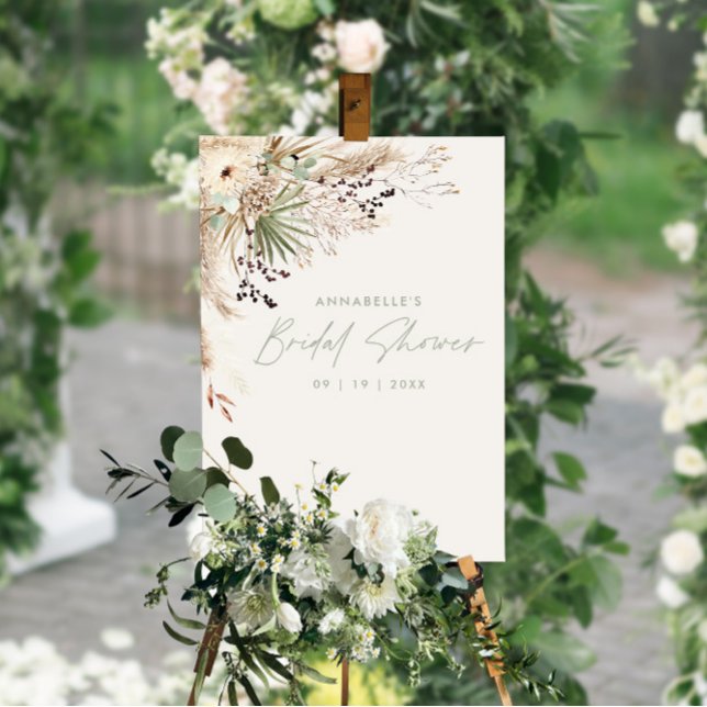 Bridal shower pampas grass sage green elegant foam board (Creator Uploaded)