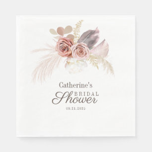 Bridal Shower Pampas Grass Tan Terracotta Paper Napkins